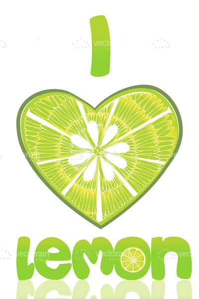 Heart Shaped Lemon in ‘I <3 You' Background